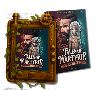 Buchcover Mockup zu "Tales of Martyria - Zwischen Clan und Ehre"